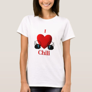 T-shirts I Heart Chili Potes com fitas azuis