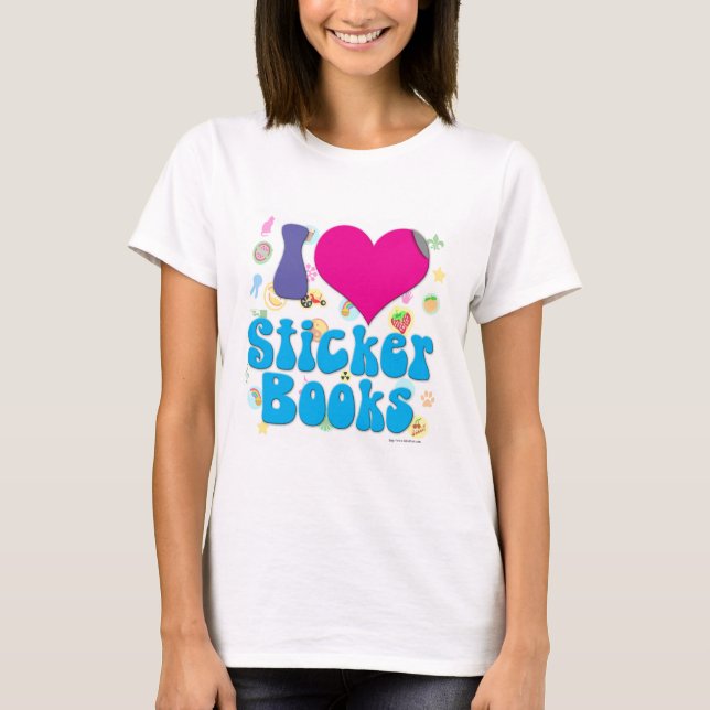 T-shirts I Heart Sticker Books Infância Nostalgia Motto (Frente)