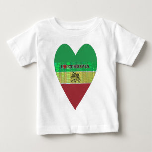 T-shirts I Love Heart Etiópia: Flag Art Motif