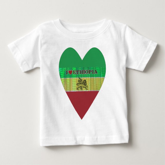 T-shirts I Love Heart Etiópia: Flag Art Motif (Frente)