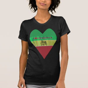 T-shirts I Love Heart Etiópia: Flag Art Motif