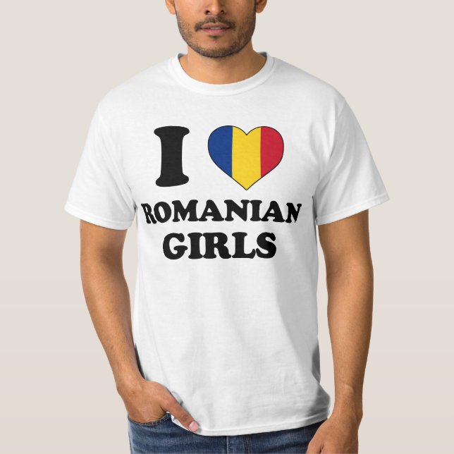 T-shirts I love Romanian Girls (Frente)