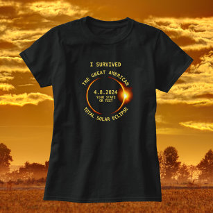 T-shirts I Sobreviveu ao Total Solar Eclipse 4/8/2024 EUA