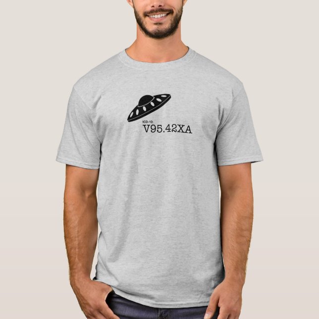 T-shirts ICD-10: V9542XA - Impacto da nave espacial (Frente)