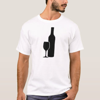T-shirts ícone do vintner da garrafa e do vidro de vinho