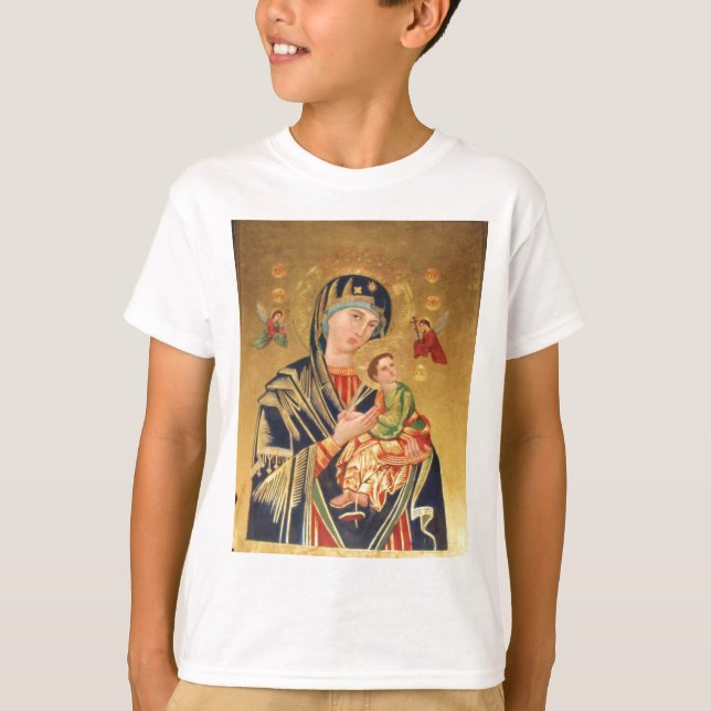 T-shirts Ícone ortodoxo russo - Virgem Maria e bebê Jesus (Frente)
