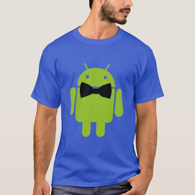 T-shirts Ícone Robot Android de Gravação de Arco Formal (Frente)