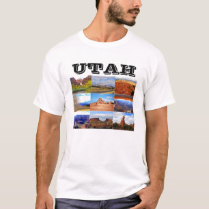 T-shirts Ícones da colagem da paisagem de Utá