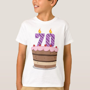 T-shirts Idade 70 no bolo de aniversário