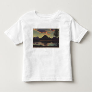 T-shirts Idaho - opinião do crepúsculo de Mt. Moran & lago