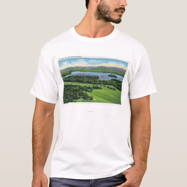 T-shirts Ideia aérea do campo de golfe da pensão de Saranac (Frente)