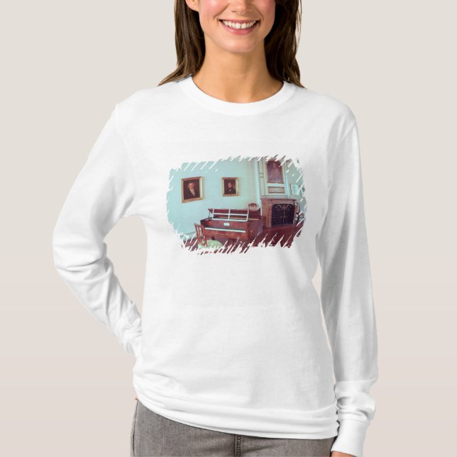 T-shirts Ideia de uma sala com um piano de cauda (Frente)
