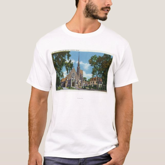 T-shirts Ideia exterior da igreja e da reitoria de St Mary (Frente)