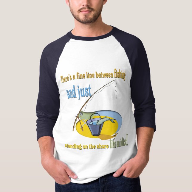 T-shirts Idiota de Pesca Engraçado (Frente)