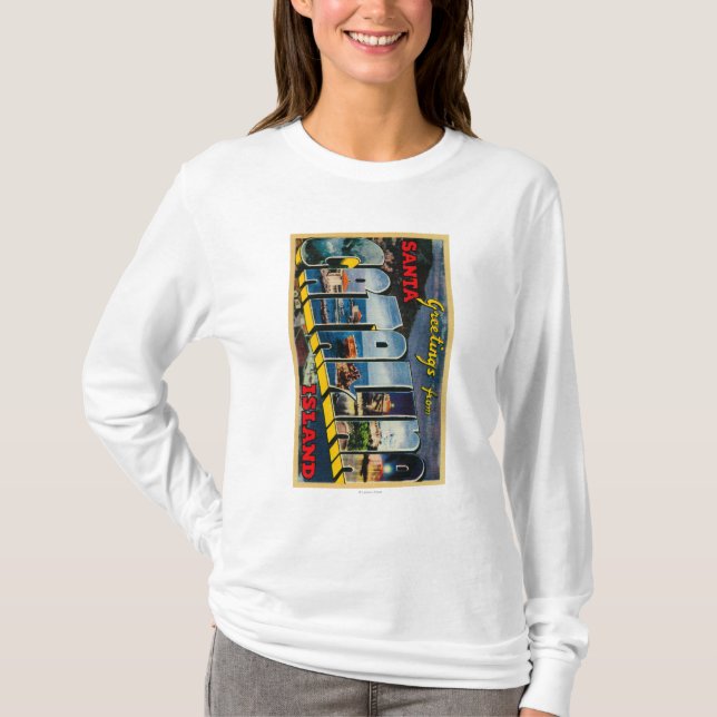 T-shirts Ilha de Catalina do papai noel, Califórnia (Frente)