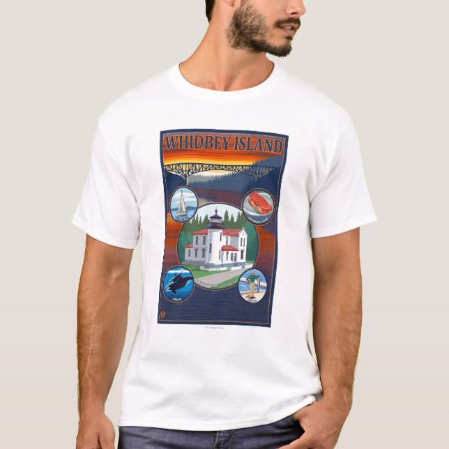 T-shirts Ilha de Whidbey, poster de viagens de (Frente)