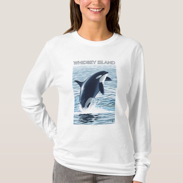 T-shirts Ilha de Whidbey, salto de WashingtonOrca (Frente)