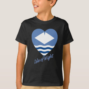 T-shirts Ilha do coração da bandeira do Wight com nome