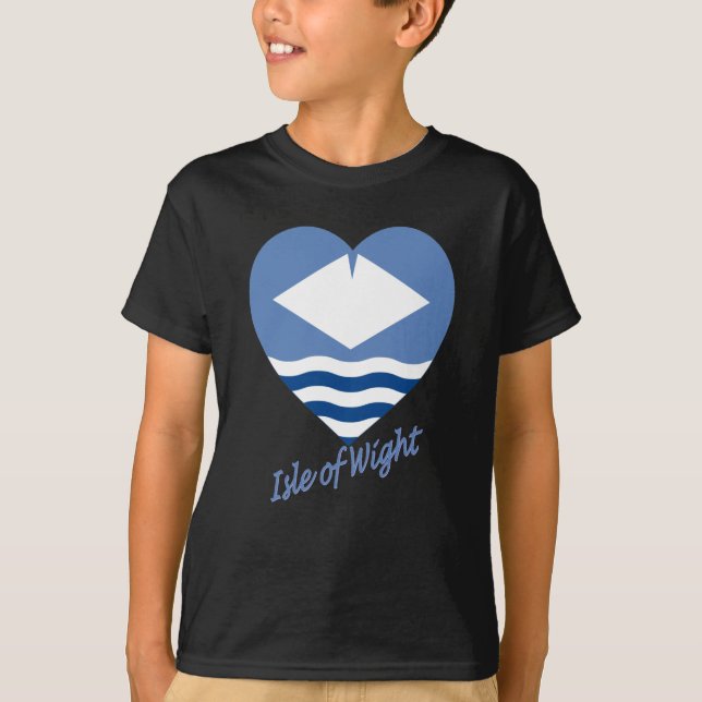 T-shirts Ilha do coração da bandeira do Wight com nome (Frente)