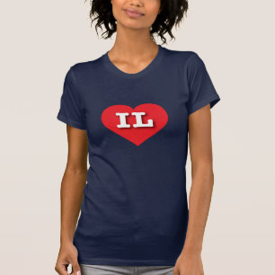 T-shirts Illinois Red Heart - Eu amo IL