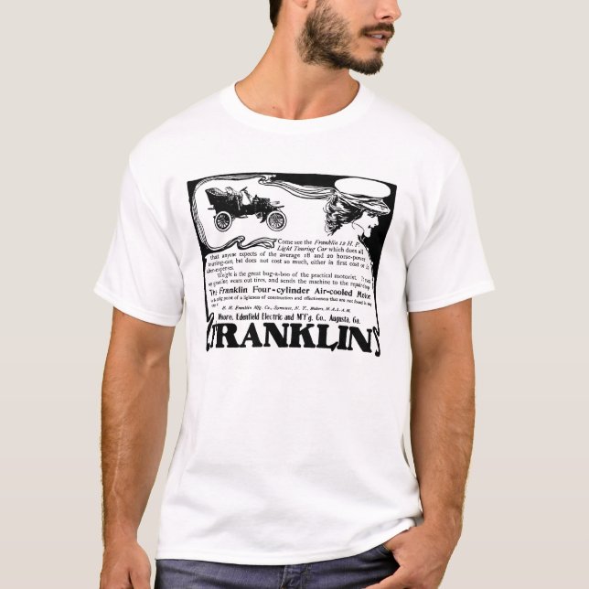 T-shirts Ilustração 1905 do automóvel de Franklin (Frente)