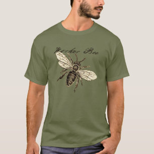 T-shirts Ilustração Antiga de Abelha Operária em Estilo Ant