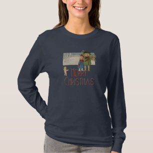 T-shirts Ilustração Antiga de Crianças no Natal 1920
