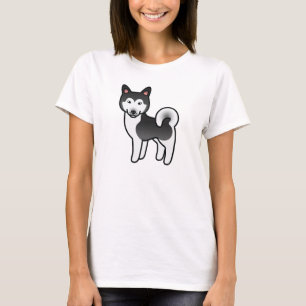 T-shirts Ilustração de Cachorro Malamuto Negro E Branco