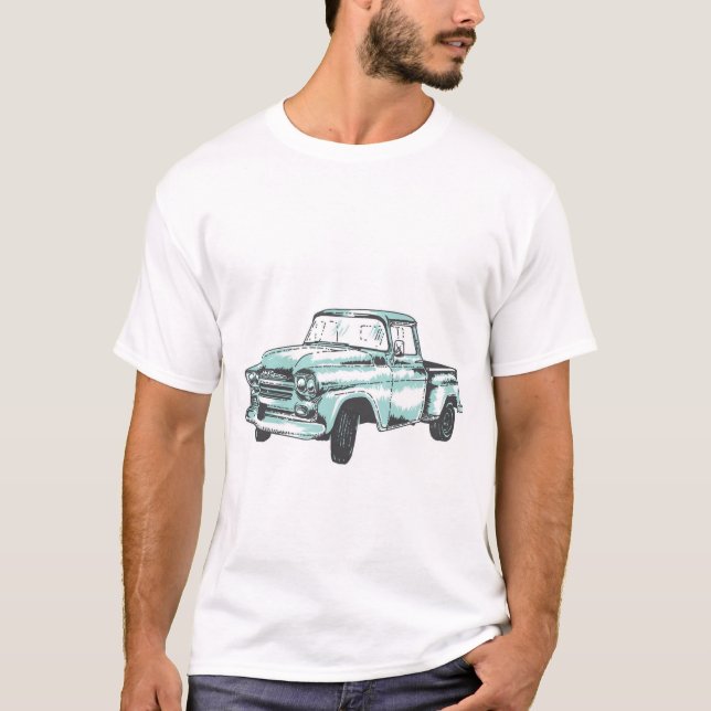 T-shirts Ilustração de Caminhão Vintage (Frente)