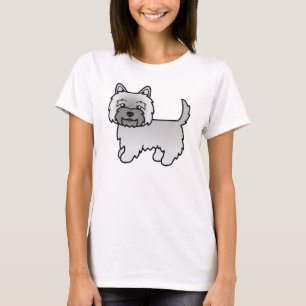 T-shirts Ilustração de Cão de Cartoon de Cairn Terrier cinz