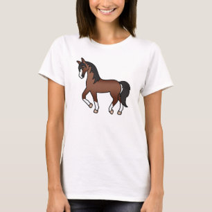 T-shirts Ilustração de Cartoon de Trote de Cavalo Marrom