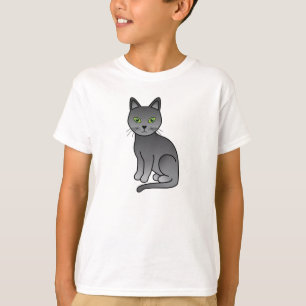 T-shirts Ilustração de desenho animado de gato azul russo