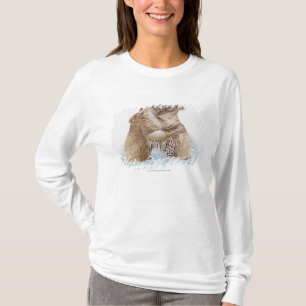 T-shirts Ilustração de dois ursos de Brown que lutam na
