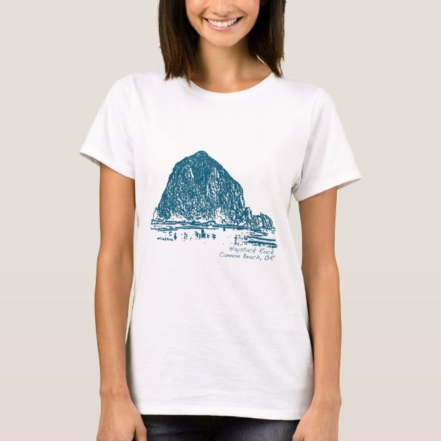 T-shirts Ilustração de Haystack Rock (Frente)