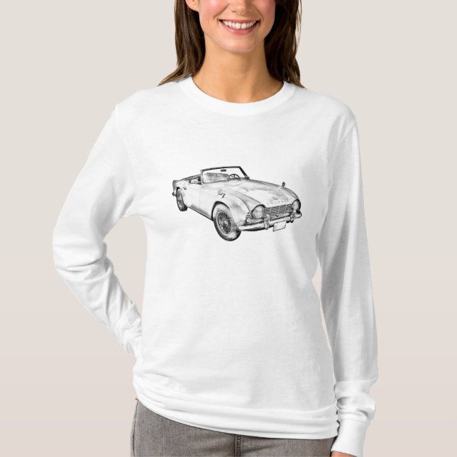 T-shirts Ilustração do carro de esportes de Triumph Tr4 (Frente)