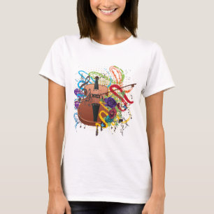 T-shirts Ilustração do violino do Grunge