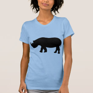 T-shirts ilustração preta do rinoceronte do rinoceronte