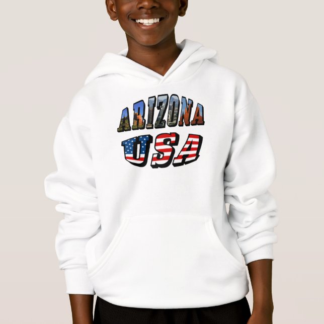 T-shirts Imagem de arizona e Texto de Sinalizador EUA (Frente)
