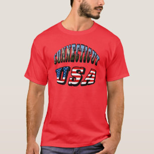 T-shirts Imagem de Connecticut e de bandeira dos EUA texto