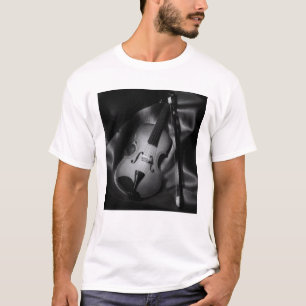 T-shirts Imagem em preto e branco de um violino