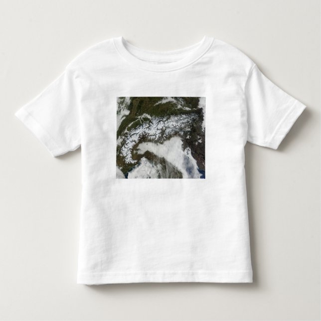 T-shirts Imagem por satélite da cadeia montanhosa dos Alpes (Frente)