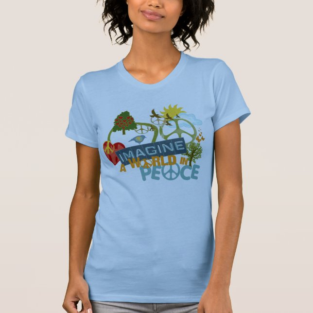 T-shirts Imagine a paz de mundo (Frente)
