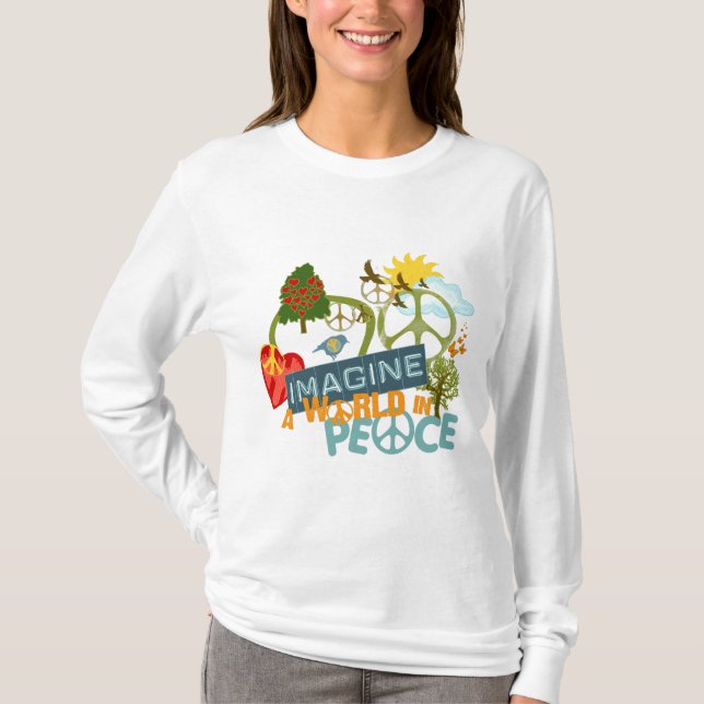 T-shirts Imagine um mundo na paz (Frente)
