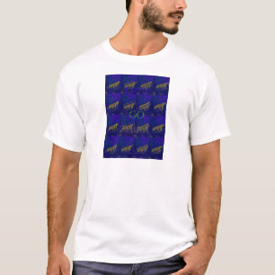 T-shirts Impressão Abstrato "Vamos Ir Zebra" azul francês