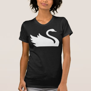 T-shirts Impressão branco bonito do pássaro da cisne