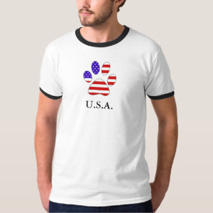 T-shirts Impressão da pata com a bandeira americana
