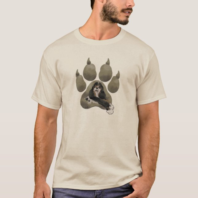 T-shirts Impressão da pata do Cocker de Parti (Frente)