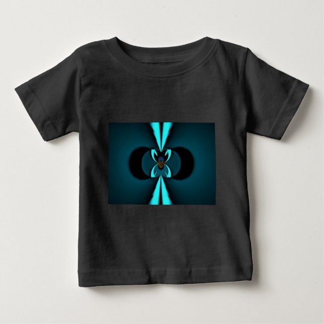T-shirts Impressão de Abstrato de ciano e preto (Frente)