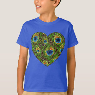 T-shirts Impressão de Arte Gliterante de Pena de Pavão