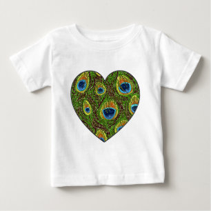 T-shirts Impressão de Arte Gliterante de Pena de Pavão